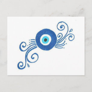 round blue evil eye postcard