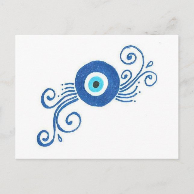 round blue evil eye postcard (Front)