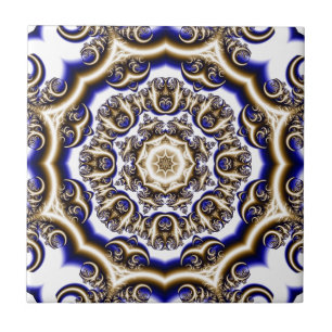 Round blue fractal pattern tile