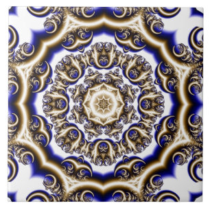 Round blue fractal pattern tile