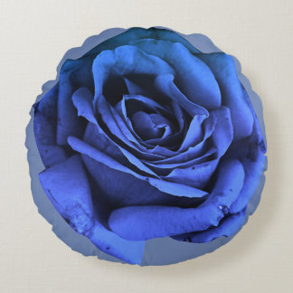 round blue rose pillow