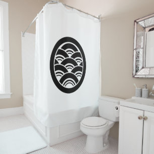 Round Blue Sea Waves Shower Curtain