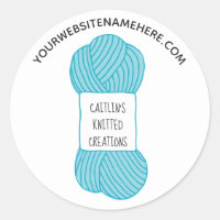 Round Blue Skein of Yarn Label Stickers