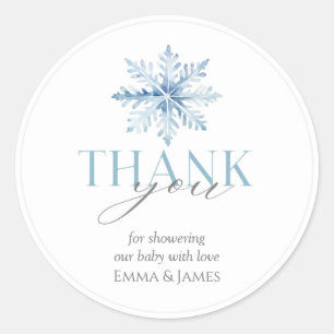 Round Blue Snowflake Winter Wonderland Sticker