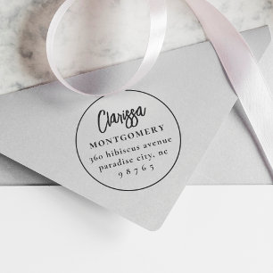 Round Boho Modern Custom Name & Return Address Self-inking Stamp