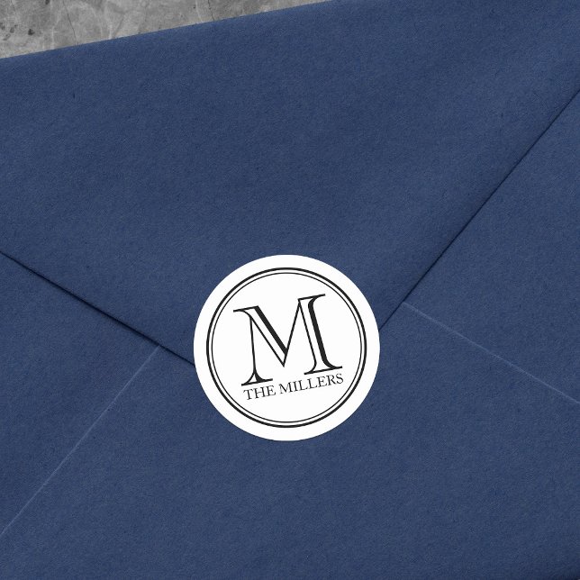 Round Border Editable Background Family Monogram Classic Round Sticker (Creator Uploaded)