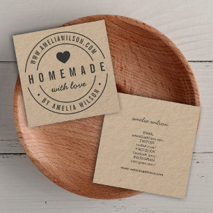 Round Border Homemade With Love Heart Social Media Square Business Card