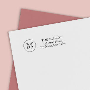 Round Border Monogram Family Name Address Self-inking Stamp