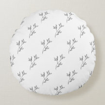 Round Botanical Cushion in Black and White