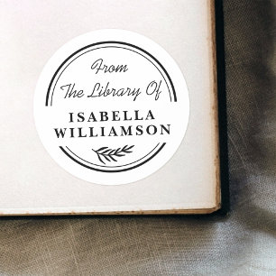 Round Botanical From The Library of Bookplate Classic Round Sticker