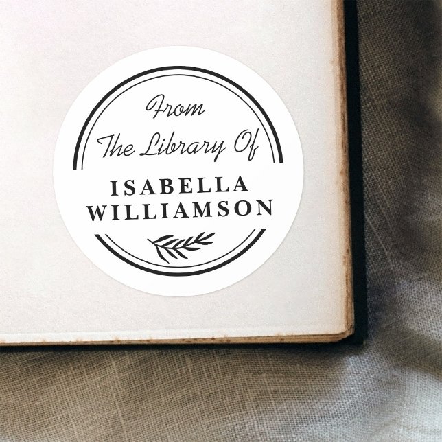 Round Botanical From The Library of Bookplate Classic Round Sticker (Creator Uploaded)