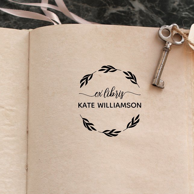 Round botanical Wreath Ex libris Rubber Stamp (Creator Uploaded)