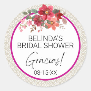 Round Bridal Shower "Gracias" Stickers