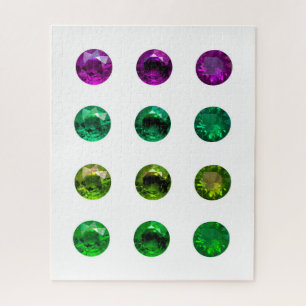 Round Brilliant Colour Purple Green Gems Puzzle