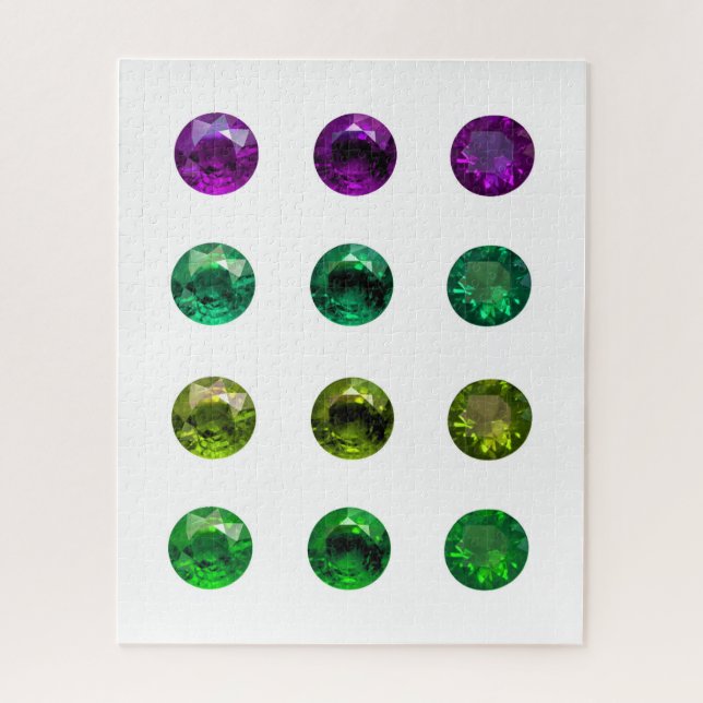 Round Brilliant Colour Purple Green Gems Puzzle (Vertical)