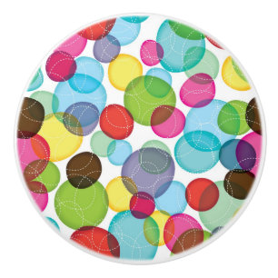 Round bubbles kids pattern 2 ceramic knob