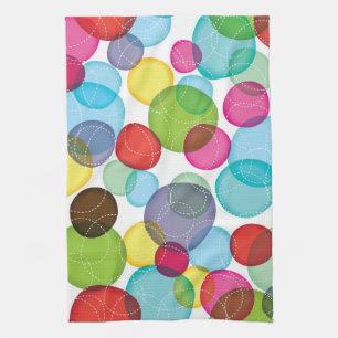 Round bubbles kids pattern 2 tea towel