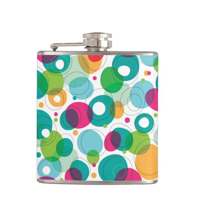 Round bubbles kids pattern hip flask (Front)