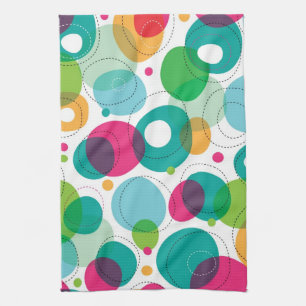 Round bubbles kids pattern tea towel