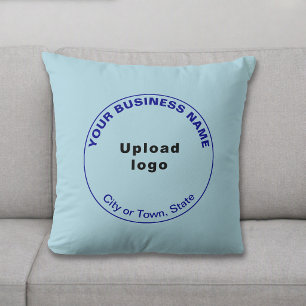 Round Business Brand Light Blue Throw Pillow