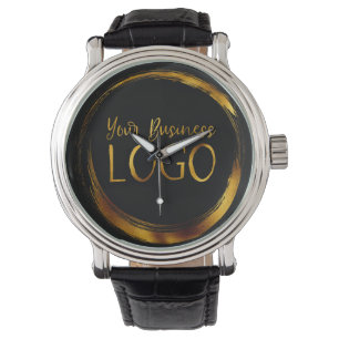 Round Business Logo on Black Promo Watch