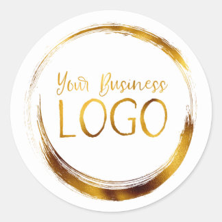Round Business Logo on White Promo Classic Round Sticker
