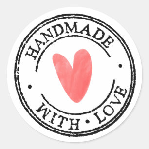 Round business stickers handmade with love text