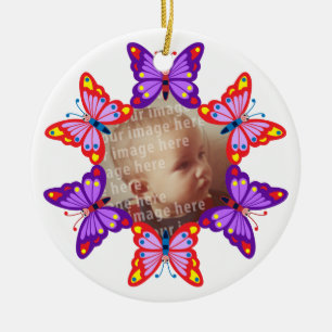 Round Butterfly Photo Frame Ceramic Tree Decoration