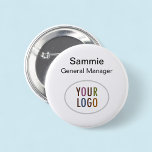 Round Button Employee Name Tag Pin Company Logo<br><div class="desc">Easily personalise our round name tag button with your own company logo, employee name, professional job title, or other custom text. Available as a round button or a square button. The round button is available in 6 sizes: 1.25 inch, 2.25 inch, 3 inch, 4 inch, and 6 inch. No minimum...</div>