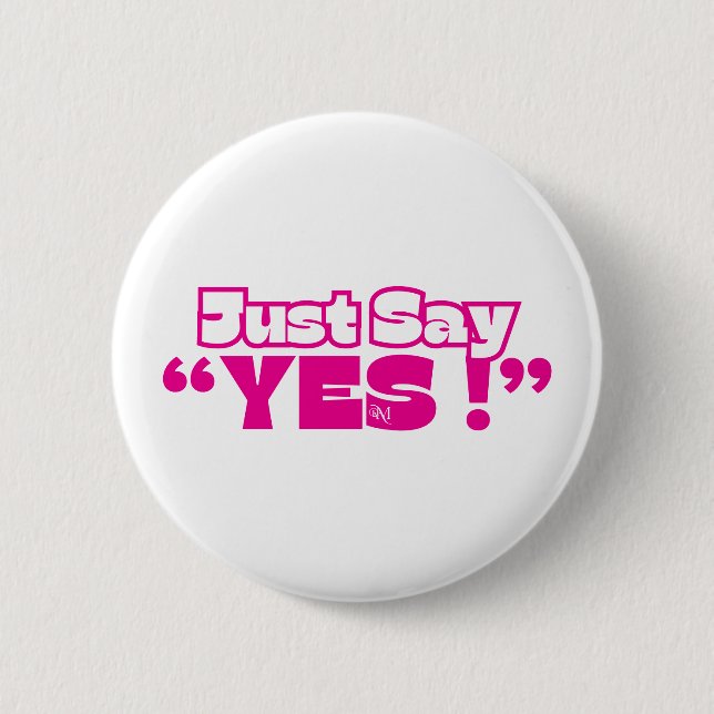 Round Button : Just Yes (white-magenta) (Front)