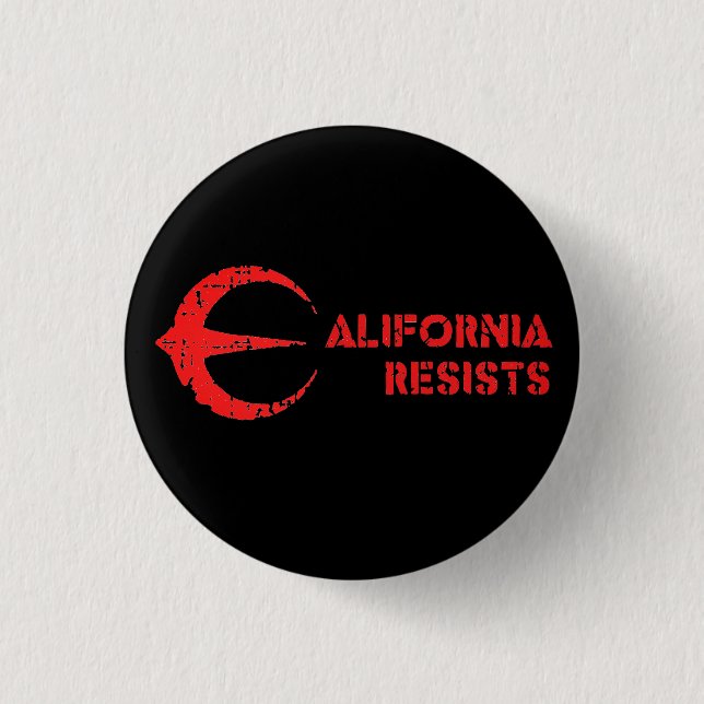 Round Button, Large, 3 Inch California Resists 3 Cm Round Badge (Front)