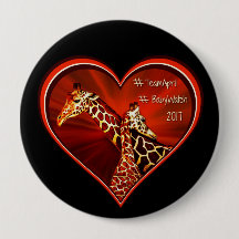 Round Button Pin Giraffe April Mum and baby