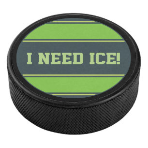 Round Button - Stripes green mix Hockey Puck