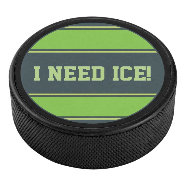 Round Button - Stripes green mix Hockey Puck (3/4)