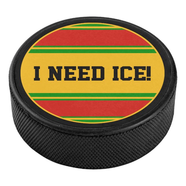 Round Button - Stripes red green yellow Hockey Puck (3/4)