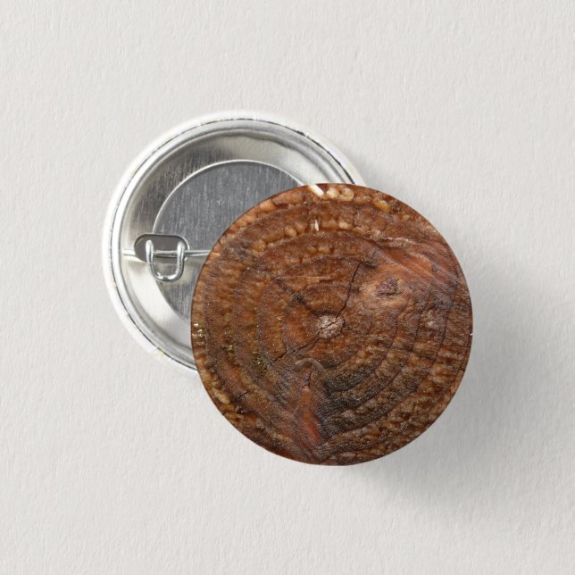 Round Button with wood pattern. Cross section tree (Front & Back)