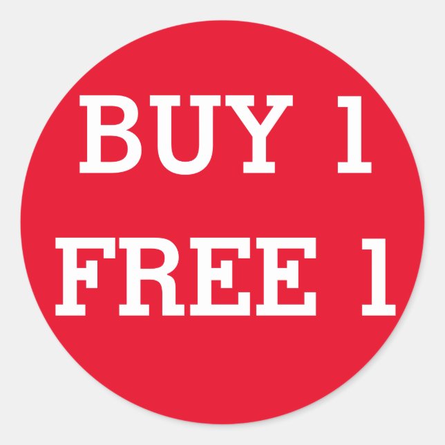 Round Buy 1 Free 1  shop sale label (Front)