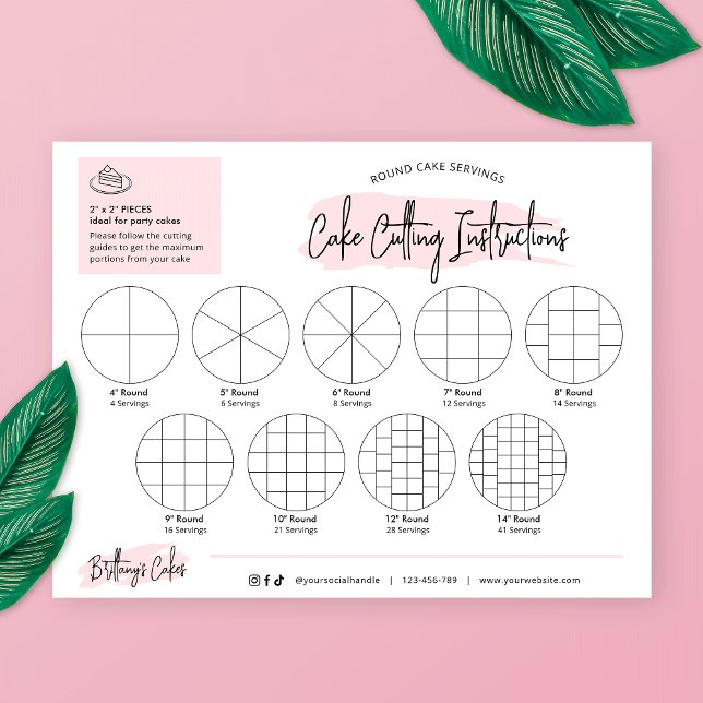 Round Cake Cutting Guides 2x2" Portions Blush Pink (Creator Uploaded)