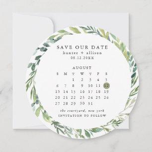 Round Calendar Save the Date Card