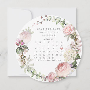 Round Calendar Save the Date Holiday Card