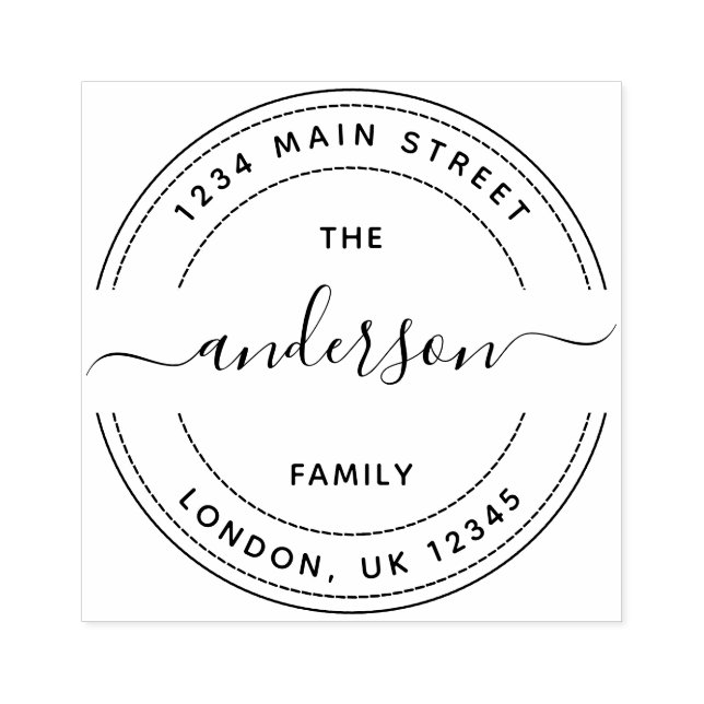 Round Calligraphy Script Family Return Address Rubber Stamp (Imprint)