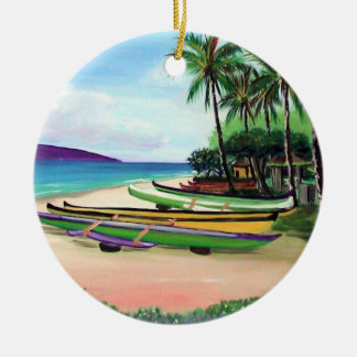 Round Canoe Beach Ceramic Tree Decoration