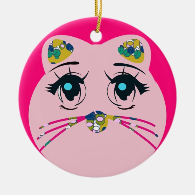 Round Cat Christmas Tree Decoration (Front)