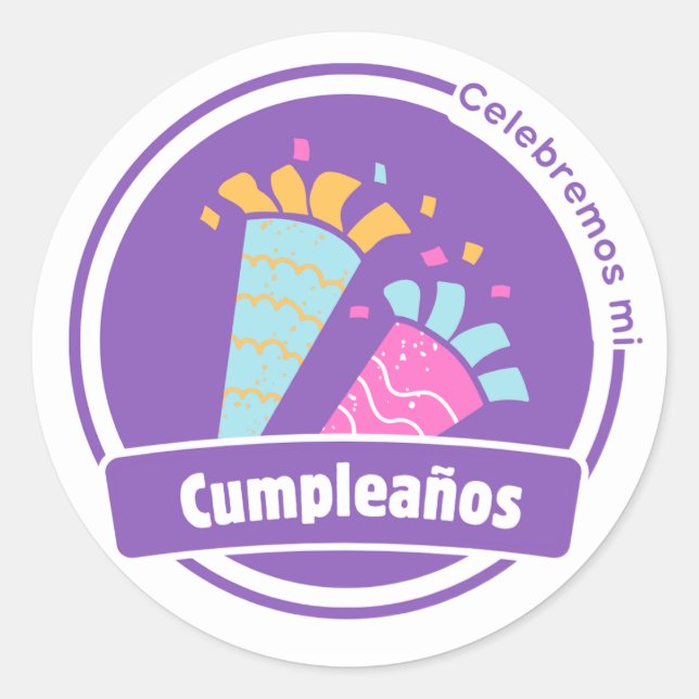 Round celebratory sticker (Front)