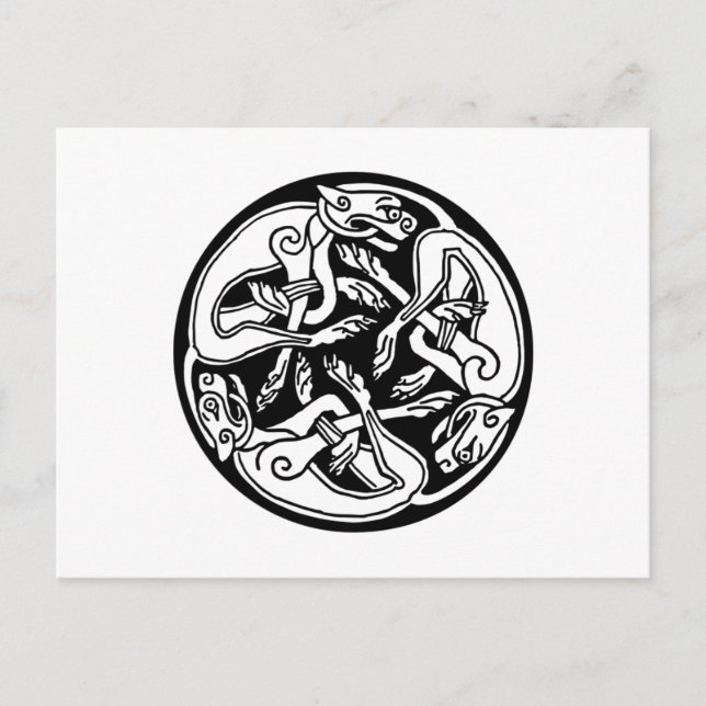 Round Celtic Dogs Postcard (Front)