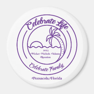 Round Ceramic Magnet w/ Purple Logo