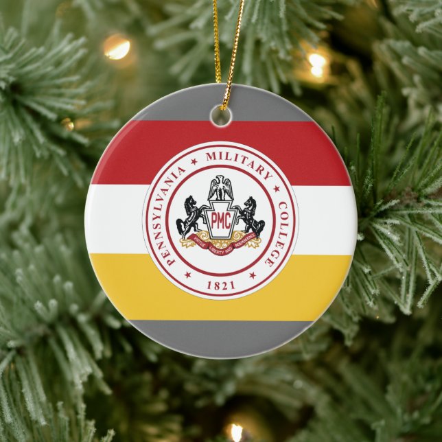 * Round Ceramic Ornament w/PMC Flag logo (Tree)