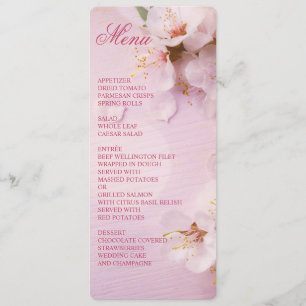 Round Cherry Blossom Elegant Wedding Menu