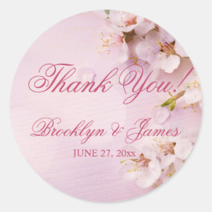 Round Cherry Blossom Elegant Wedding Stickers