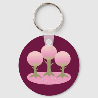 Round Cherry Blossom Trees Key Ring